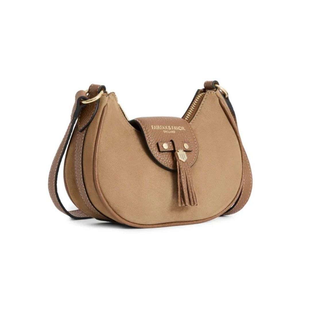 Fairfax & Favor Micro Windsor Suede Crossbody Bag in Tan