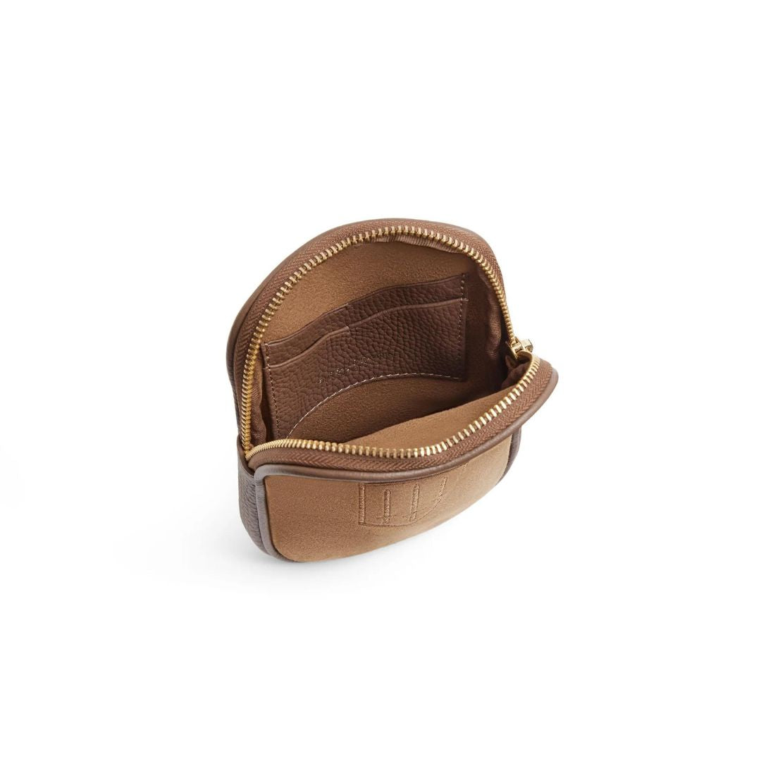 Fairfax & Favor Mini Finsbury Crossbody Suede Handbag in Tan