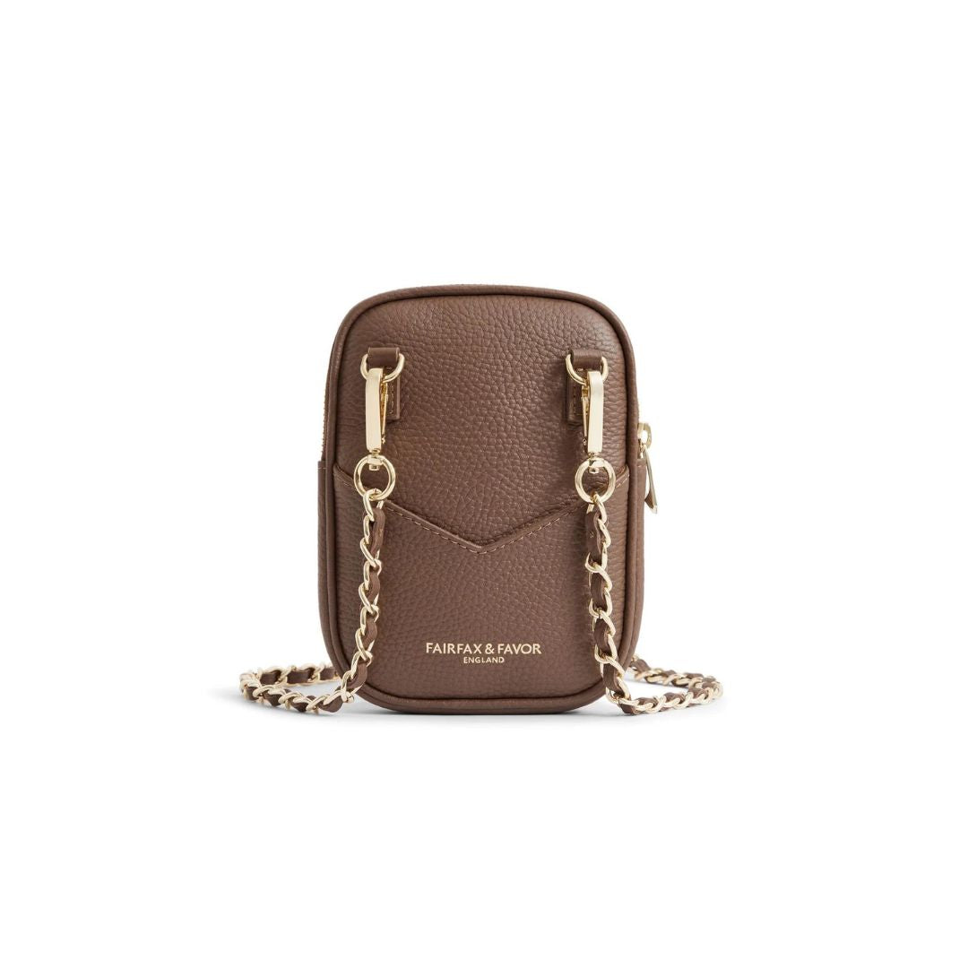 Fairfax & Favor Mini Finsbury Crossbody Suede Handbag in Tan
