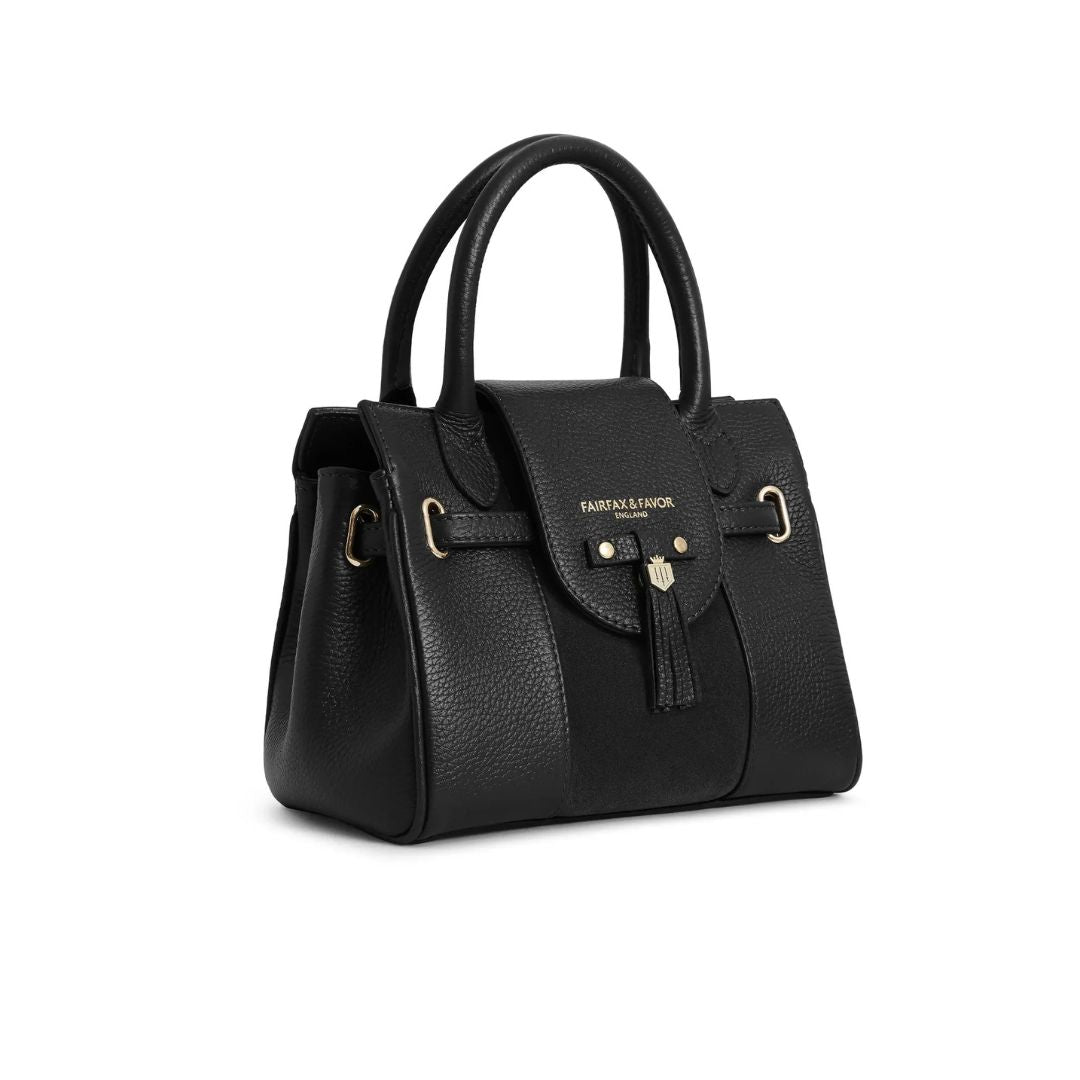 Fairfax & Favor Mini Windsor Handbag in Black Leather
