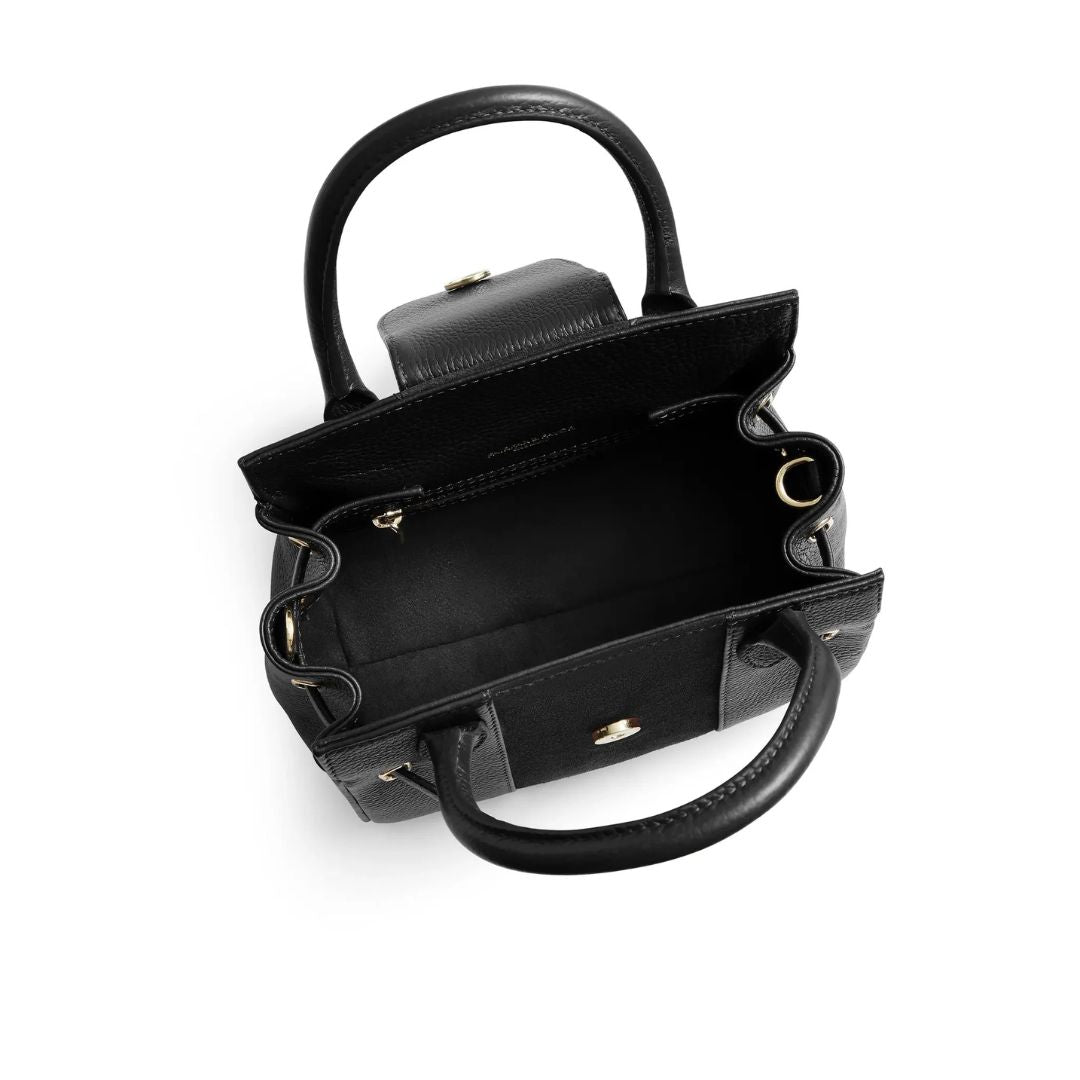 Fairfax & Favor Mini Windsor Handbag in Black Leather