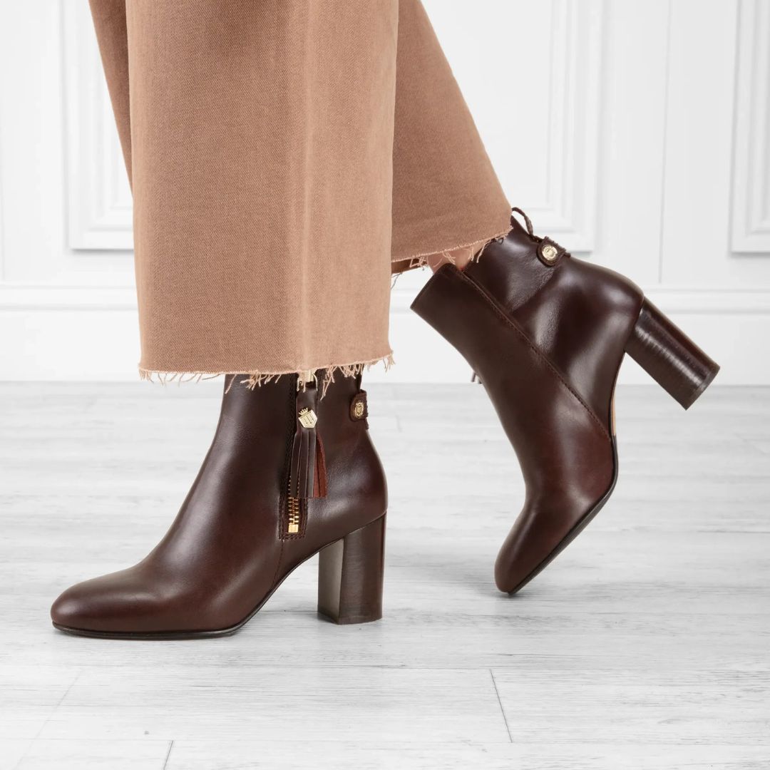 Fairfax & Favor Oakham Leather Ankle Boot in Mahogany