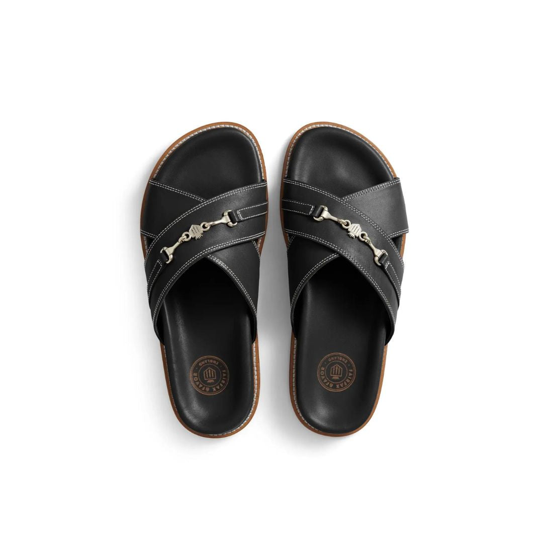 Fairfax & Favor Southwold Leather Footbed Sandal in Black