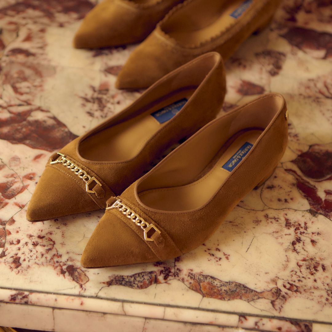 Fairfax & Favor Women's Apsley Suede Ballet Pump in Tan
