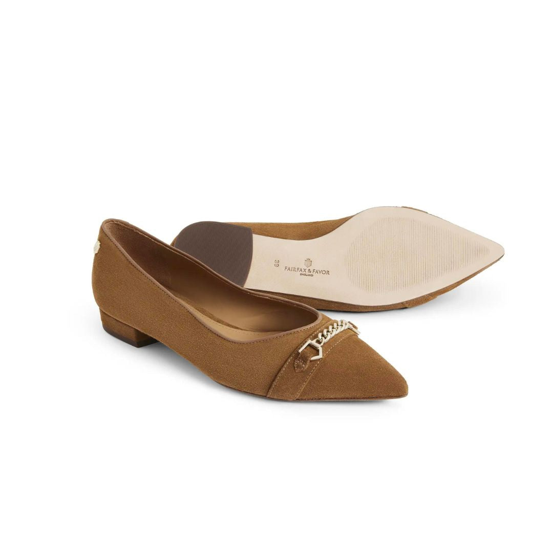 Fairfax & Favor Women's Apsley Suede Ballet Pump in Tan