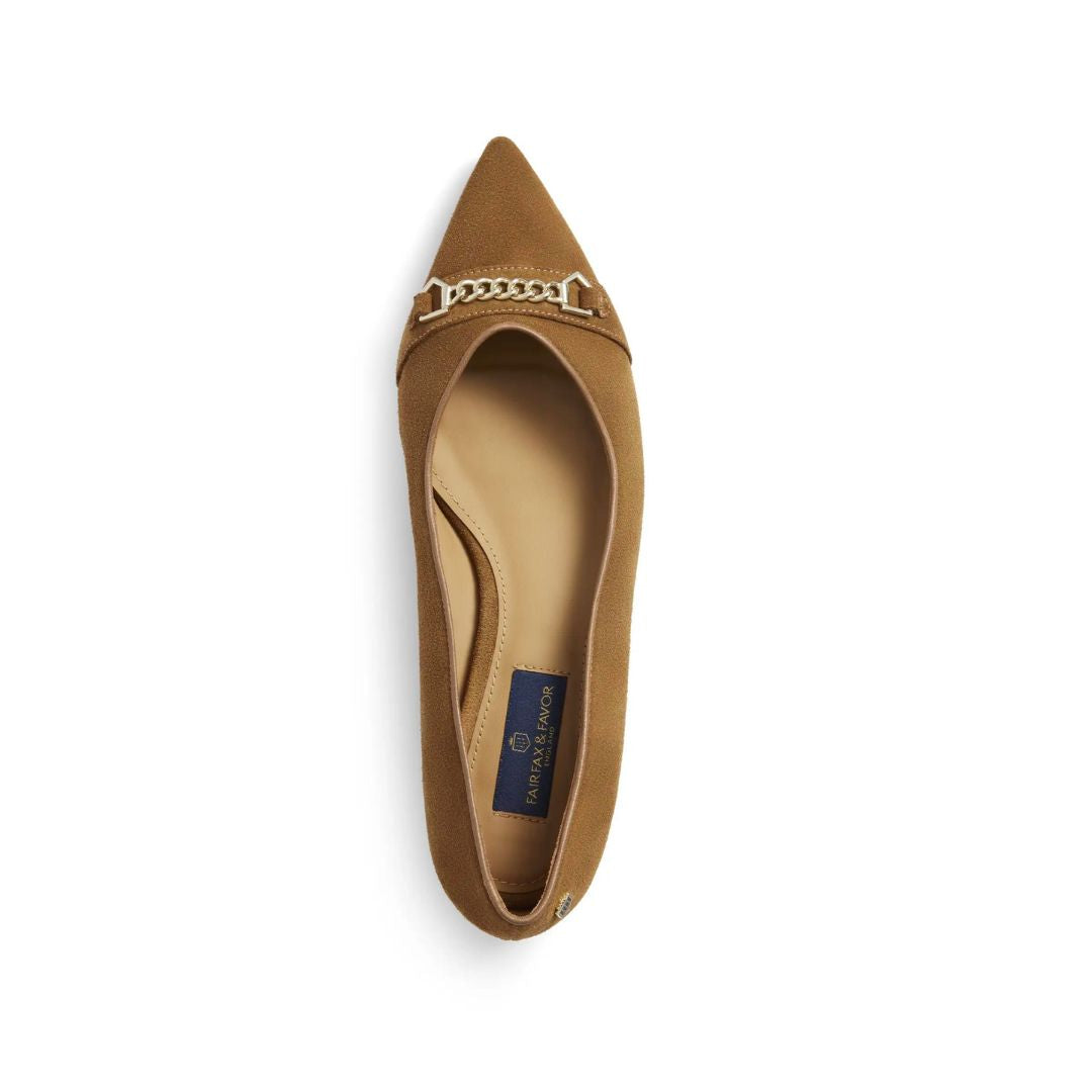 Fairfax & Favor Women's Apsley Suede Ballet Pump in Tan