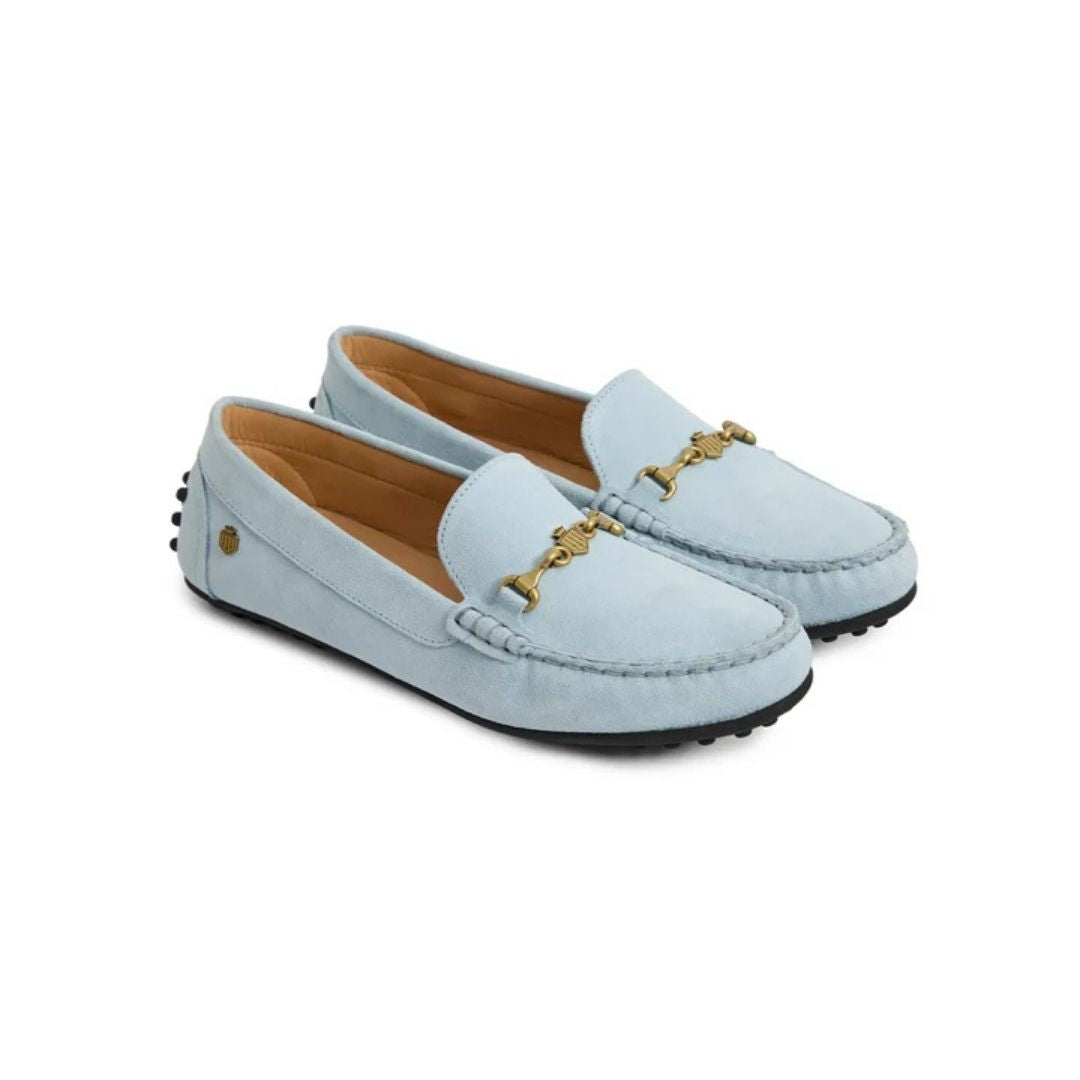 Fairfax & Favor Women's Trinity Suede Driving Shoes in Sky Blue