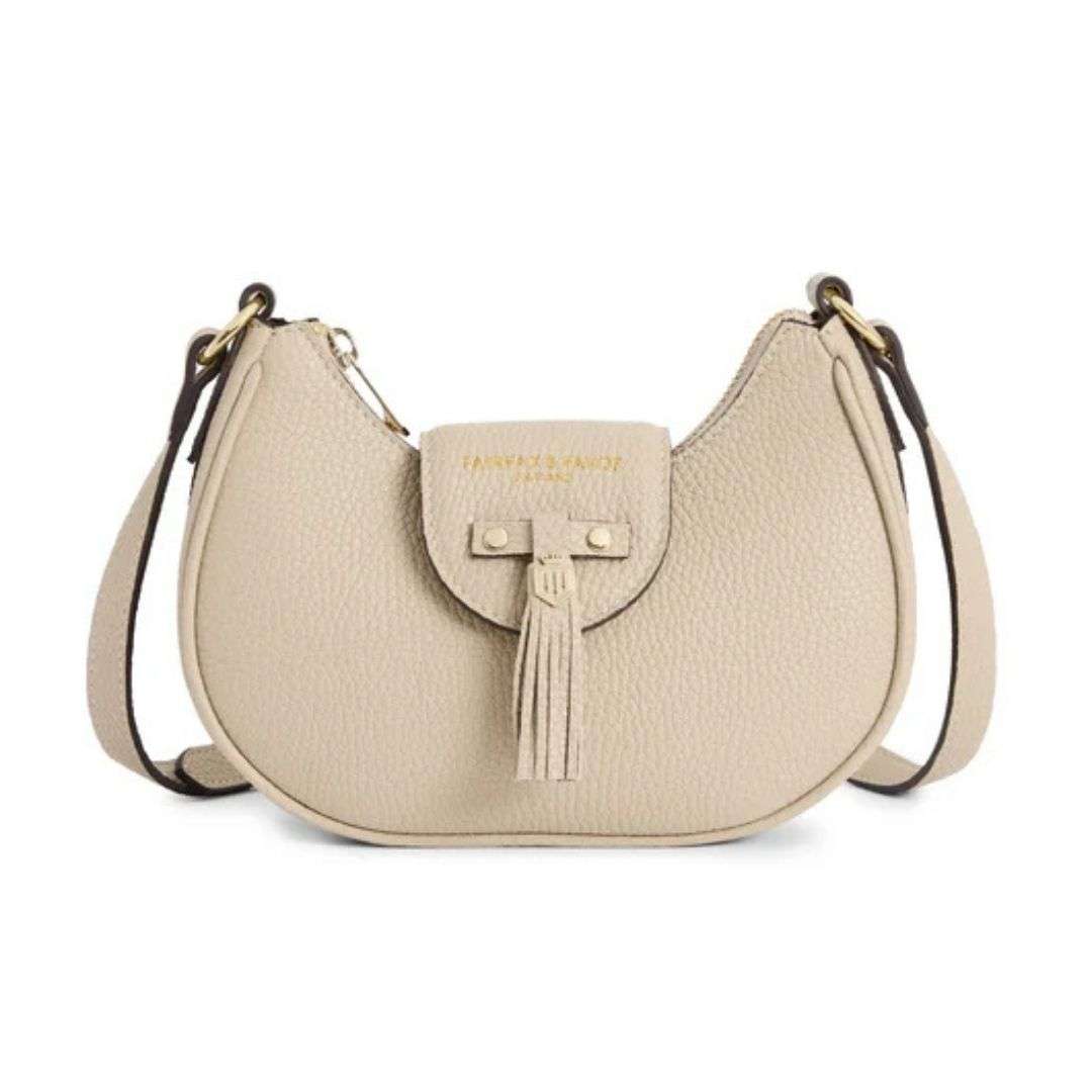 Fairfax & Favor Micro Windsor Leather Crossbody Bag in Stone