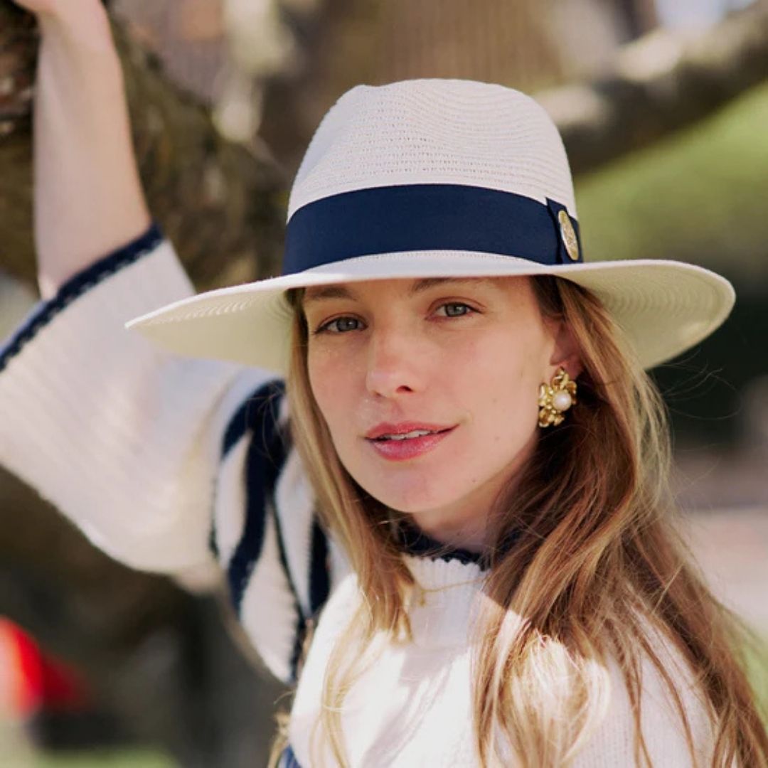 Hicks & Brown Hemley Fedora in Cream with Navy Ribbon