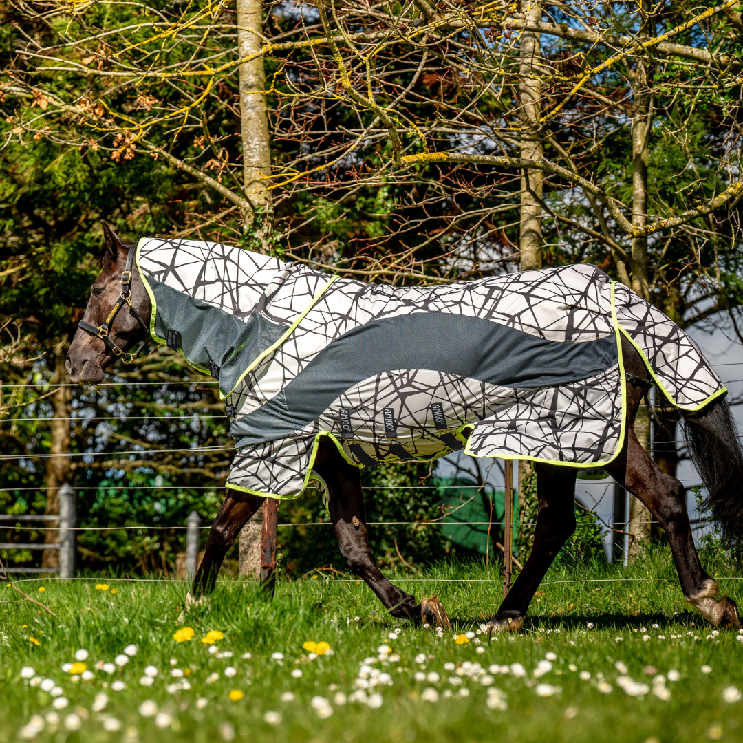 Horseware Amigo 3-in-1 CamoFly Fly Sheet in Grey & Lime (Fly Rug + Turnout Rug)