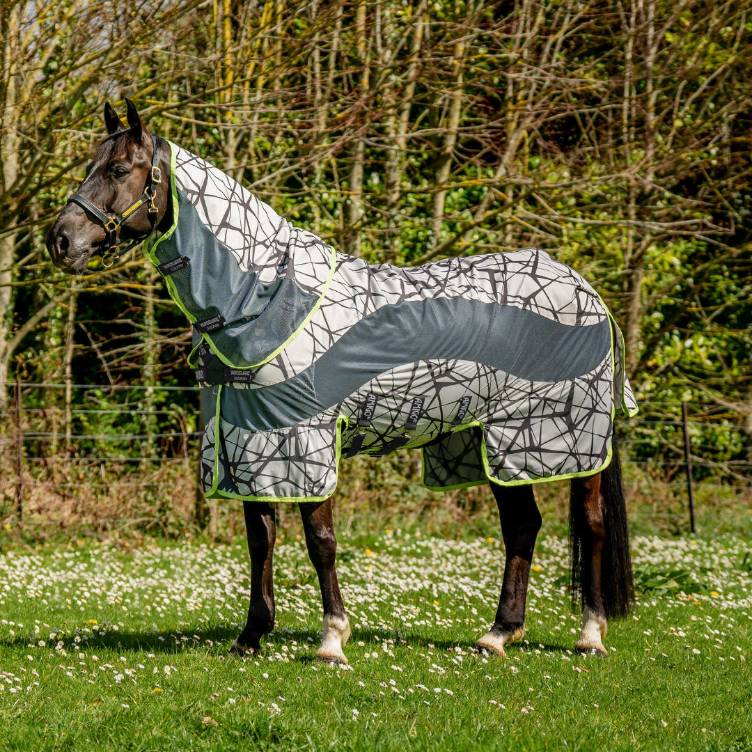 Horseware Amigo 3-in-1 CamoFly Fly Sheet in Grey & Lime (Fly Rug + Turnout Rug)