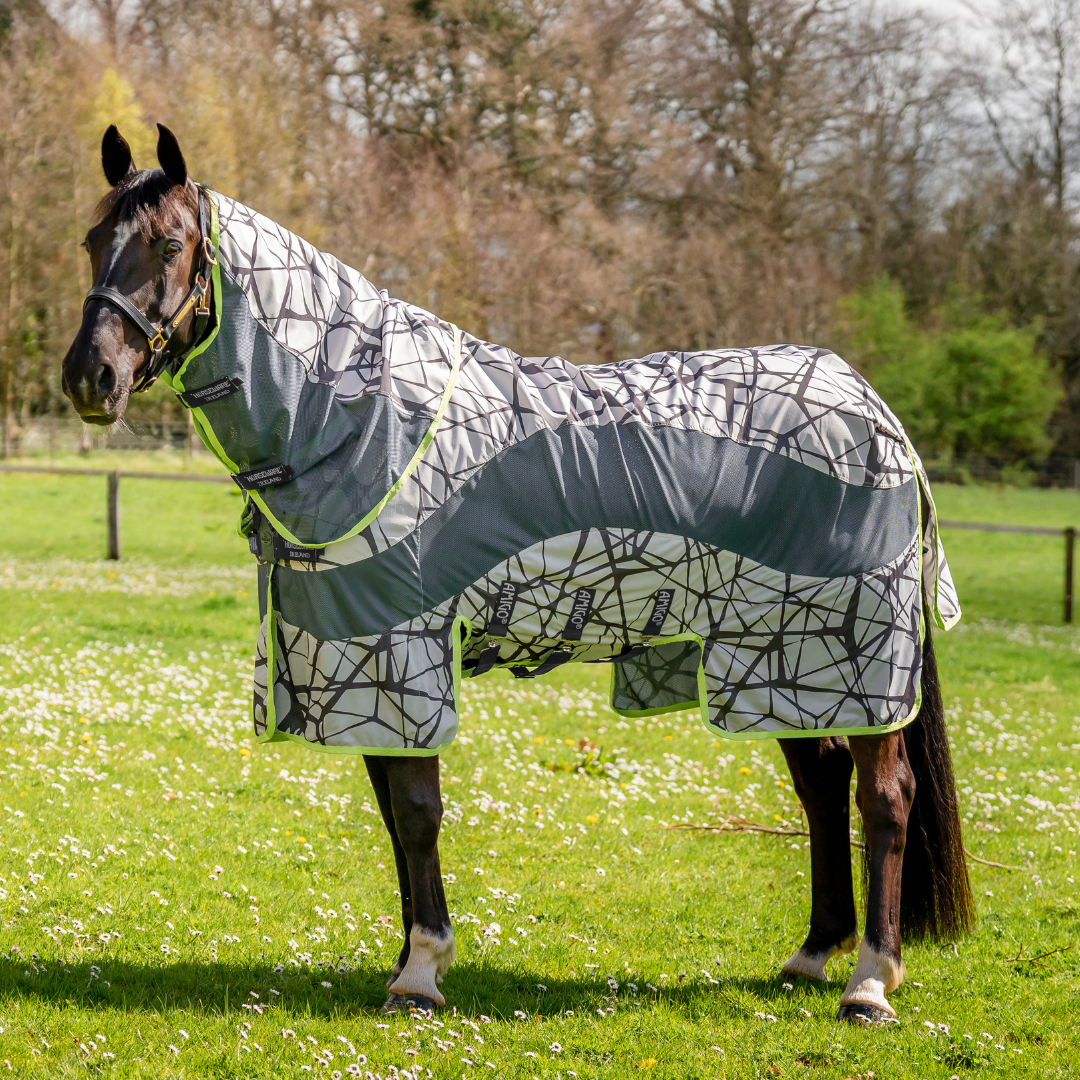 Horseware Amigo 3-in-1 CamoFly Fly Sheet in Grey & Lime (Fly Rug + Turnout Rug)