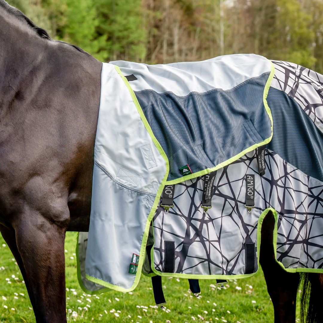 Horseware Amigo 3-in-1 CamoFly Fly Sheet in Grey & Lime (Fly Rug + Turnout Rug)