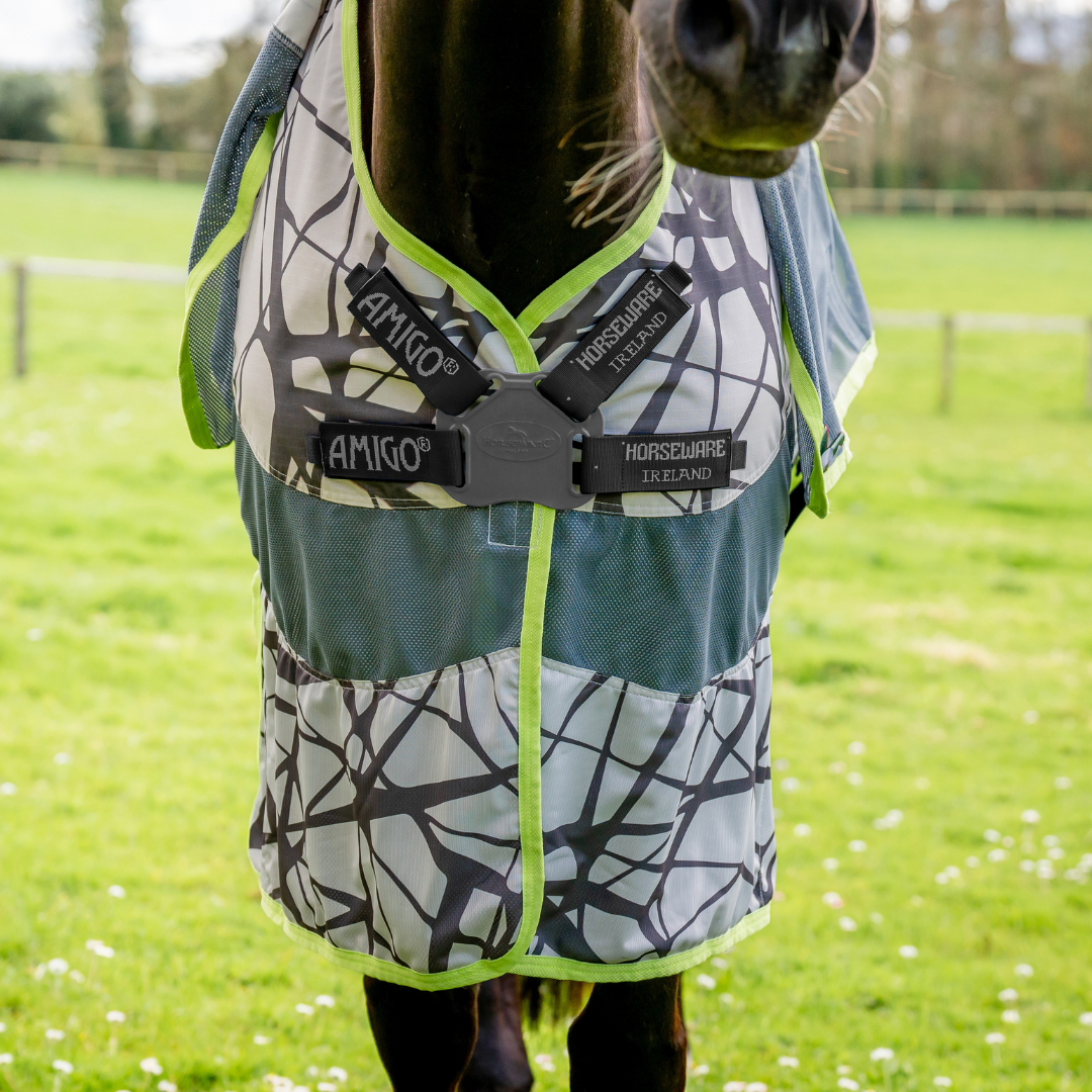 Horseware Amigo 3-in-1 CamoFly Fly Sheet in Grey & Lime (Fly Rug + Turnout Rug)