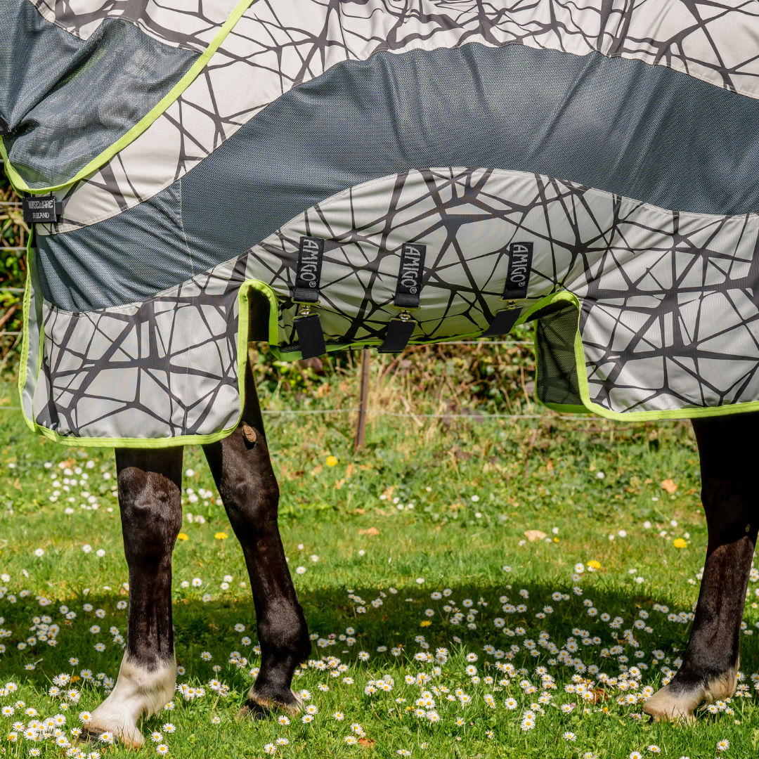 Horseware Amigo 3-in-1 CamoFly Fly Sheet in Grey & Lime (Fly Rug + Turnout Rug)