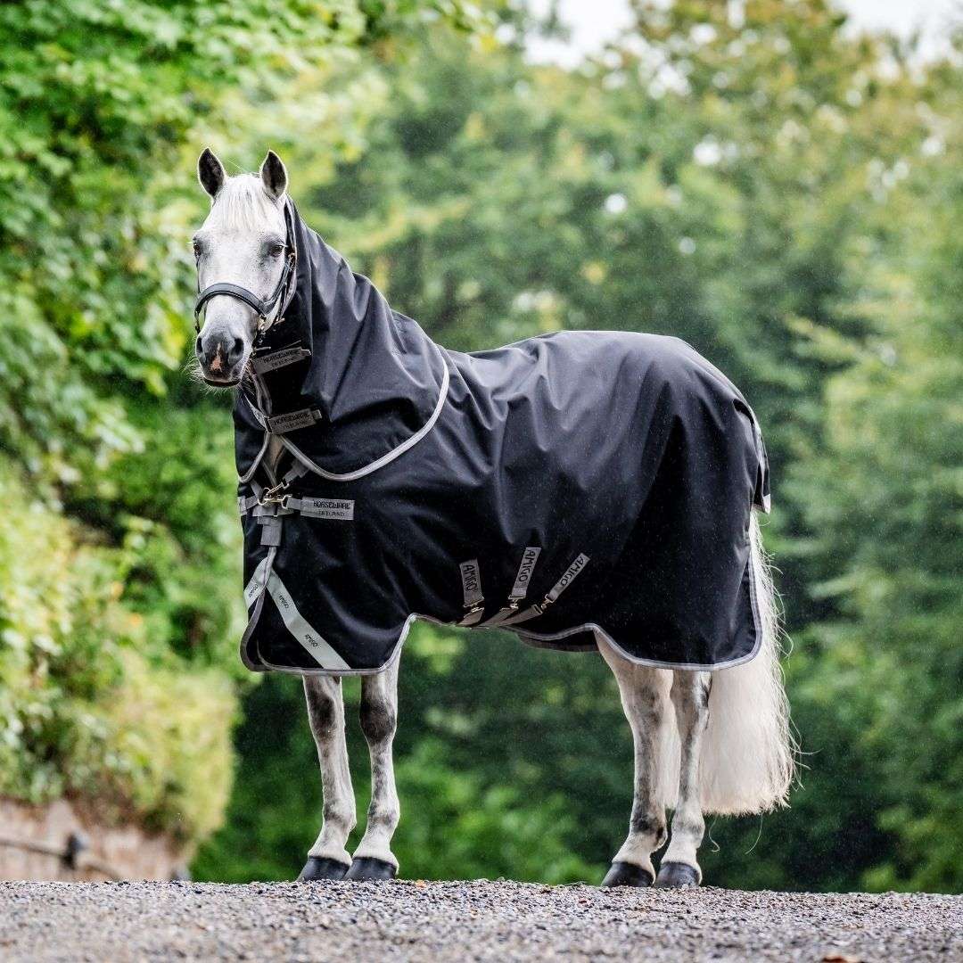 Horseware Amigo Bravo 12 Plus Heavy Turnout Rug in Black & Titanium (400g)