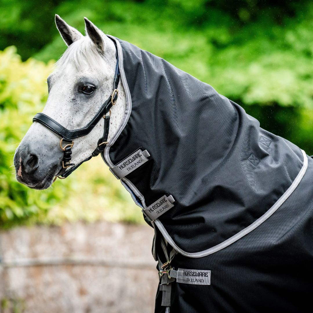 Horseware Amigo Bravo 12 Plus Heavy Turnout Rug in Black & Titanium (400g)