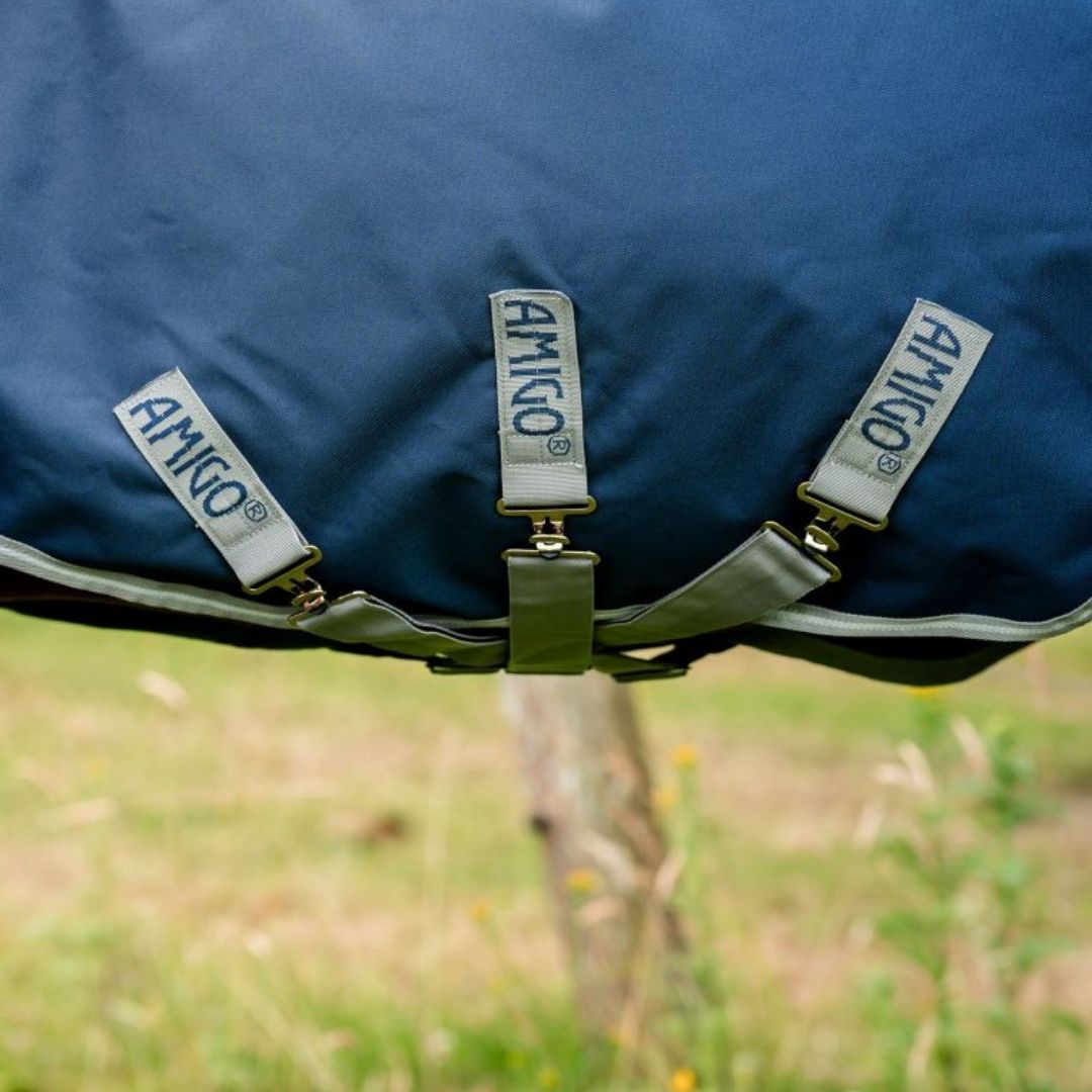 Horseware Amigo Bravo 12 Plus Heavy Turnout Rug in Navy & Titanium (400g)