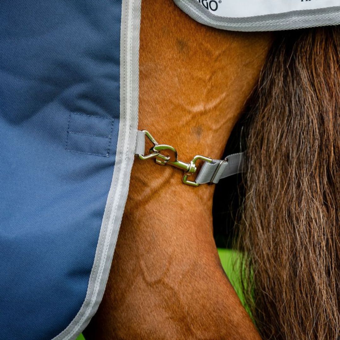 Horseware Amigo Bravo 12 Plus Heavy Turnout Rug in Navy & Titanium (400g)