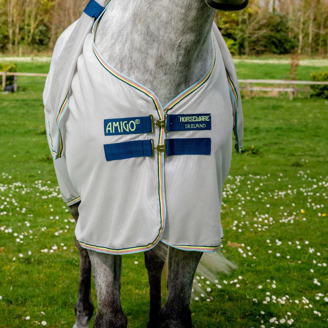 Horseware Amigo Bug Rug in Lunar Rock, Navy & Lime