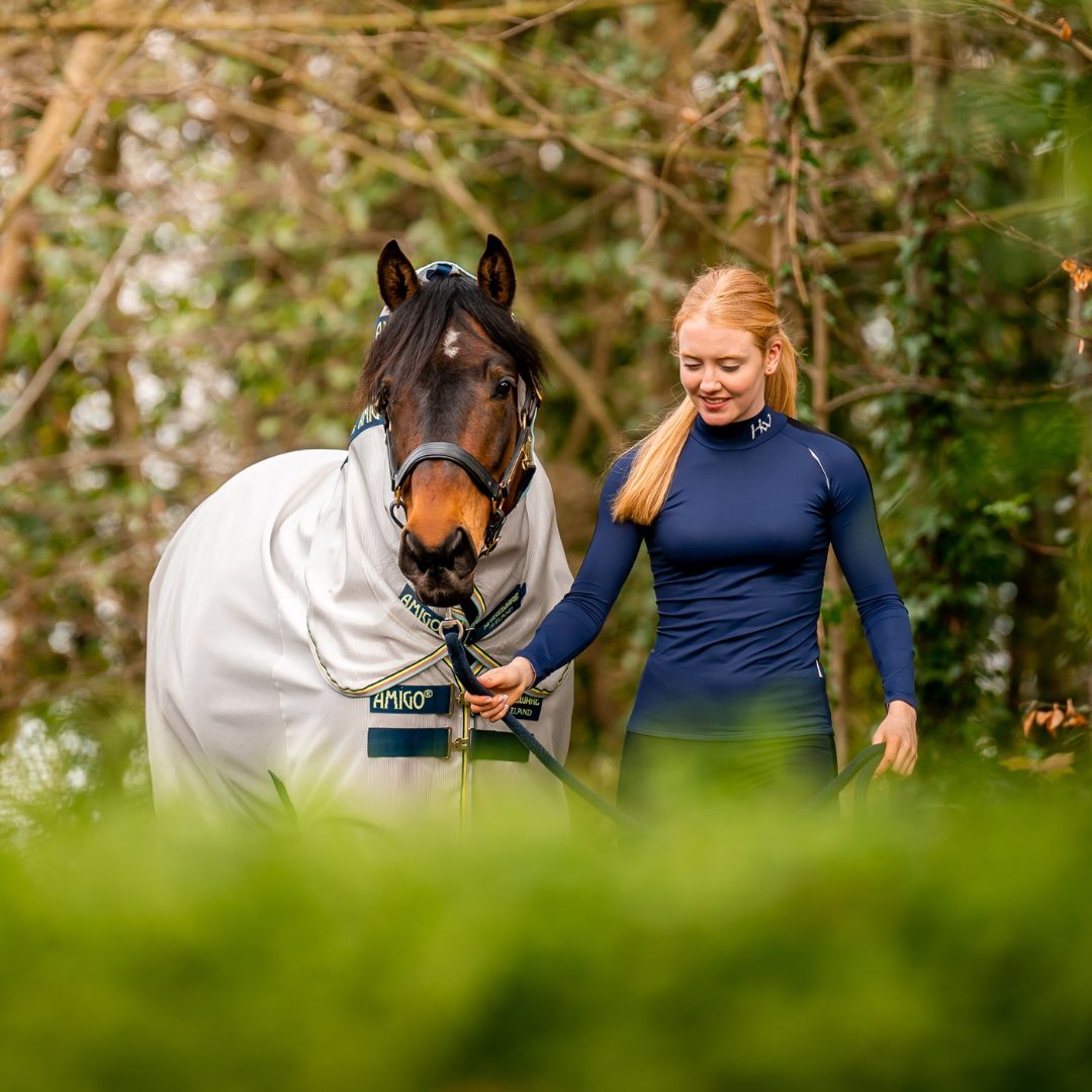 Horseware Amigo Bug Rug in Lunar Rock, Navy & Lime