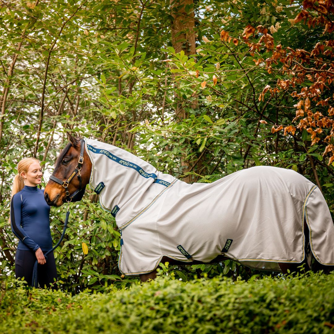 Horseware Amigo Bug Rug in Lunar Rock, Navy & Lime