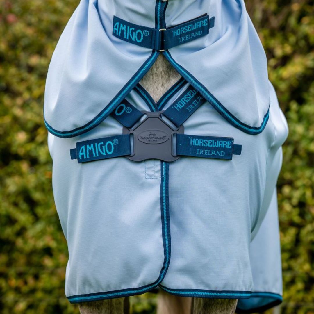 Horseware Amigo Ripstop Hoody Rug in Azure Blue, Navy & Electric Blue