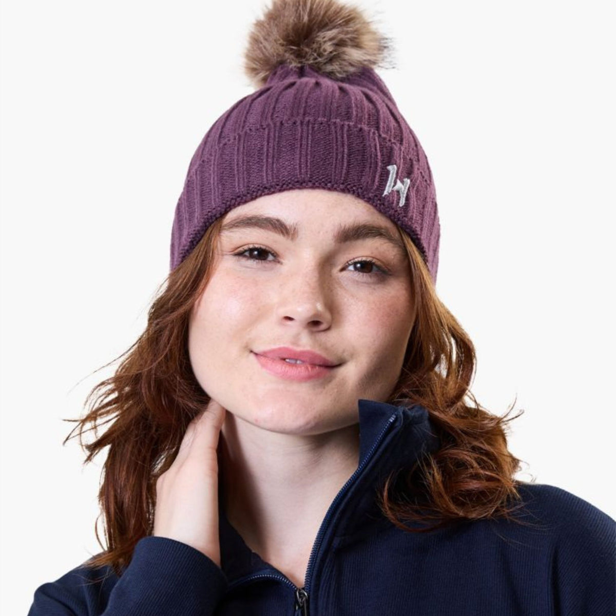 Horseware Aura Knitted Bobble Hat in Celestial Purple
