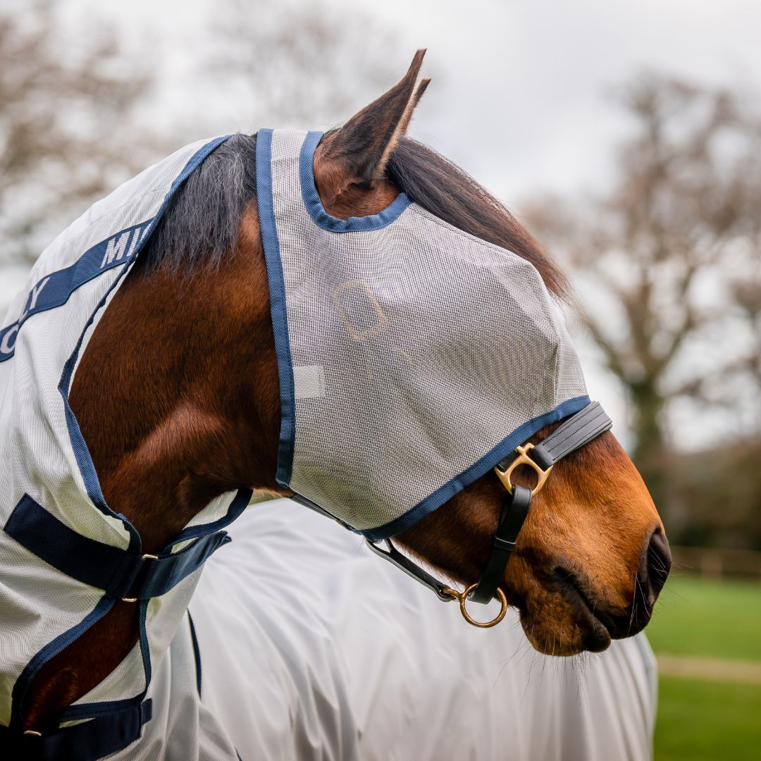 Horseware Mio Fly Mask without Ears in Lunar Rock & Navy