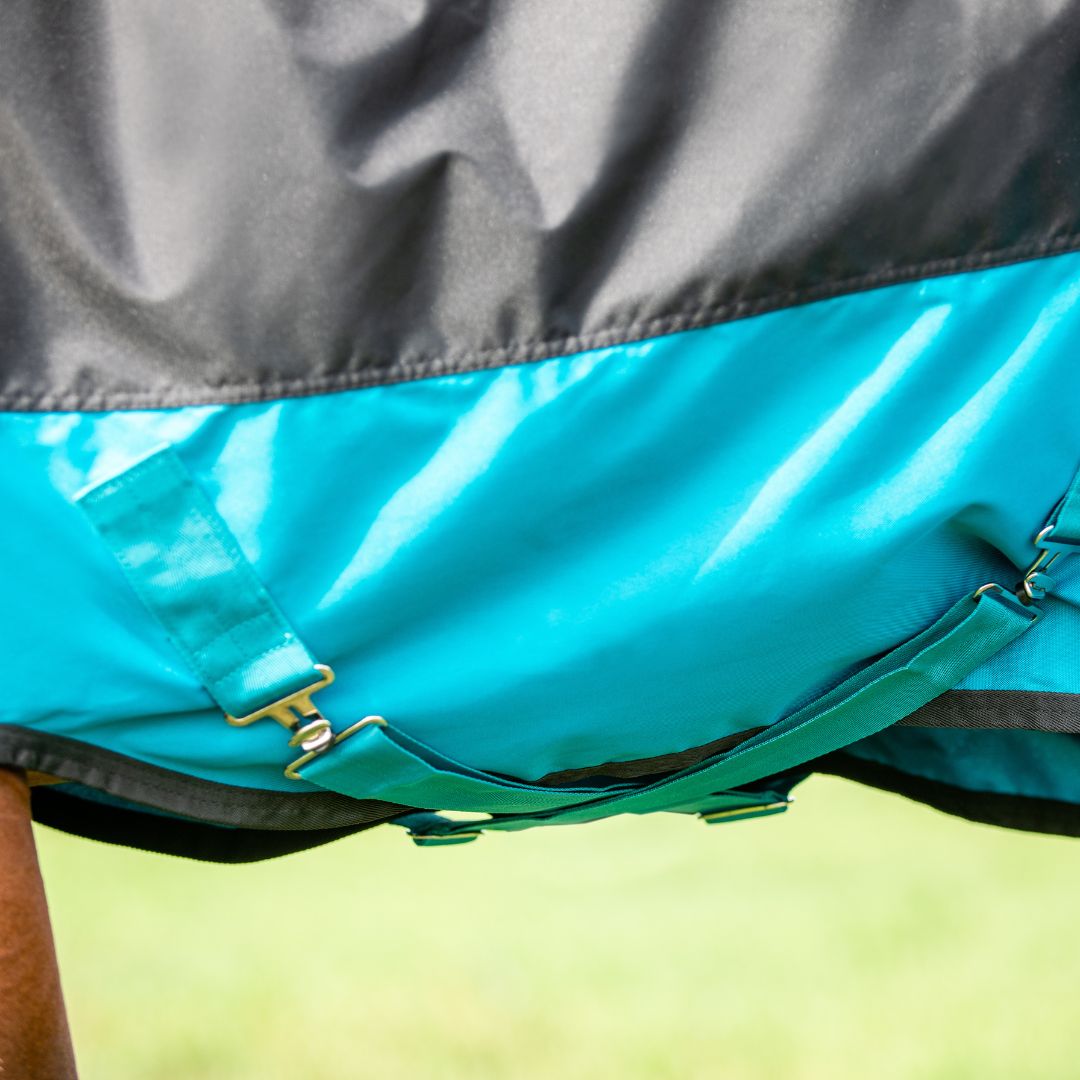 Horseware Mio One Piece Medium Turnout Rug in Turquoise & Black (200g)
