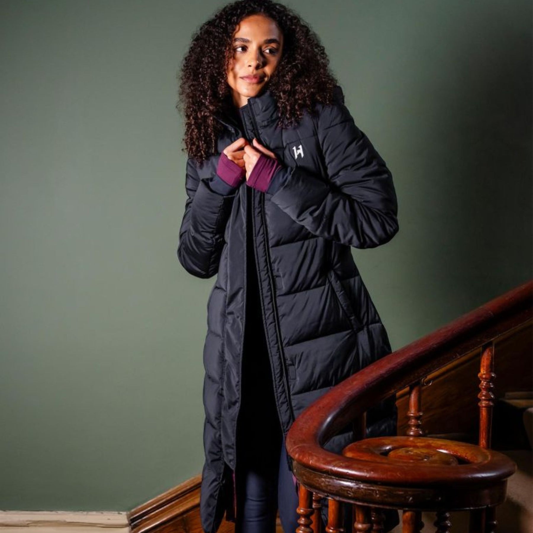 Horseware Women's Verve Long Padded Coat in Core Black