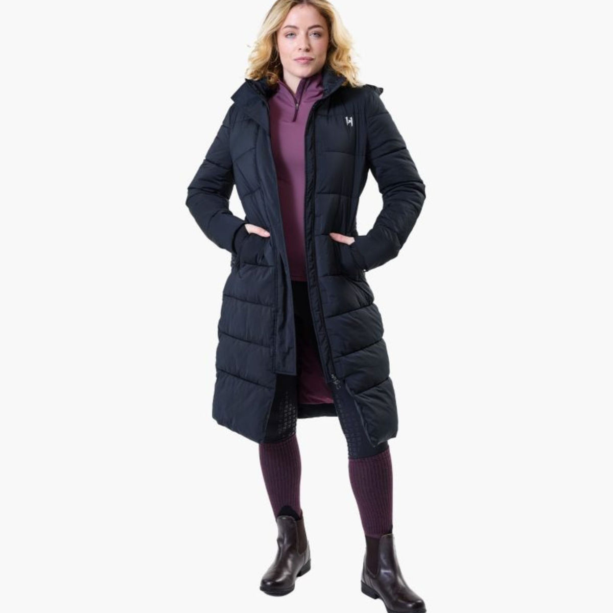 Horseware Women's Verve Long Padded Coat in Core Black