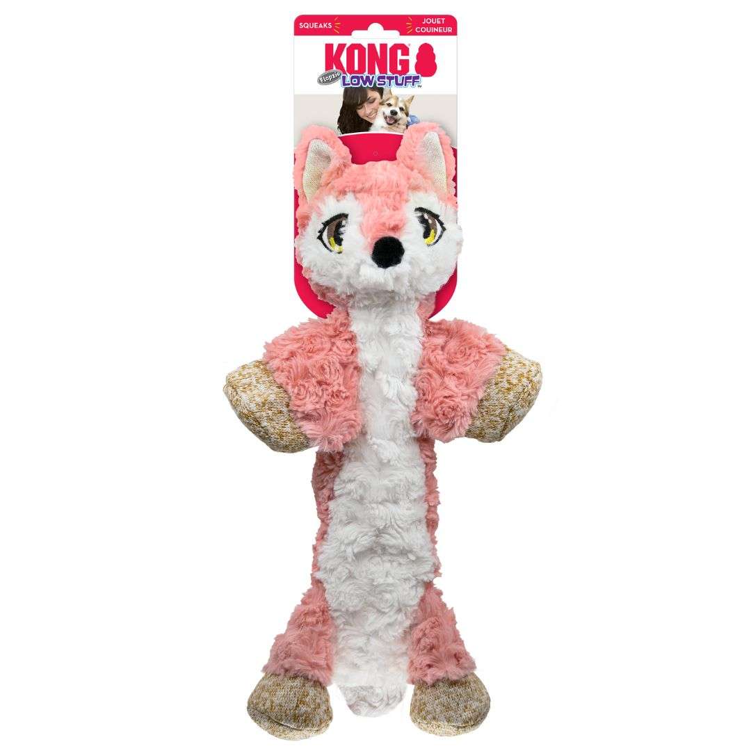 KONG Low Stuff Flopzie Fox Dog Plush Toy