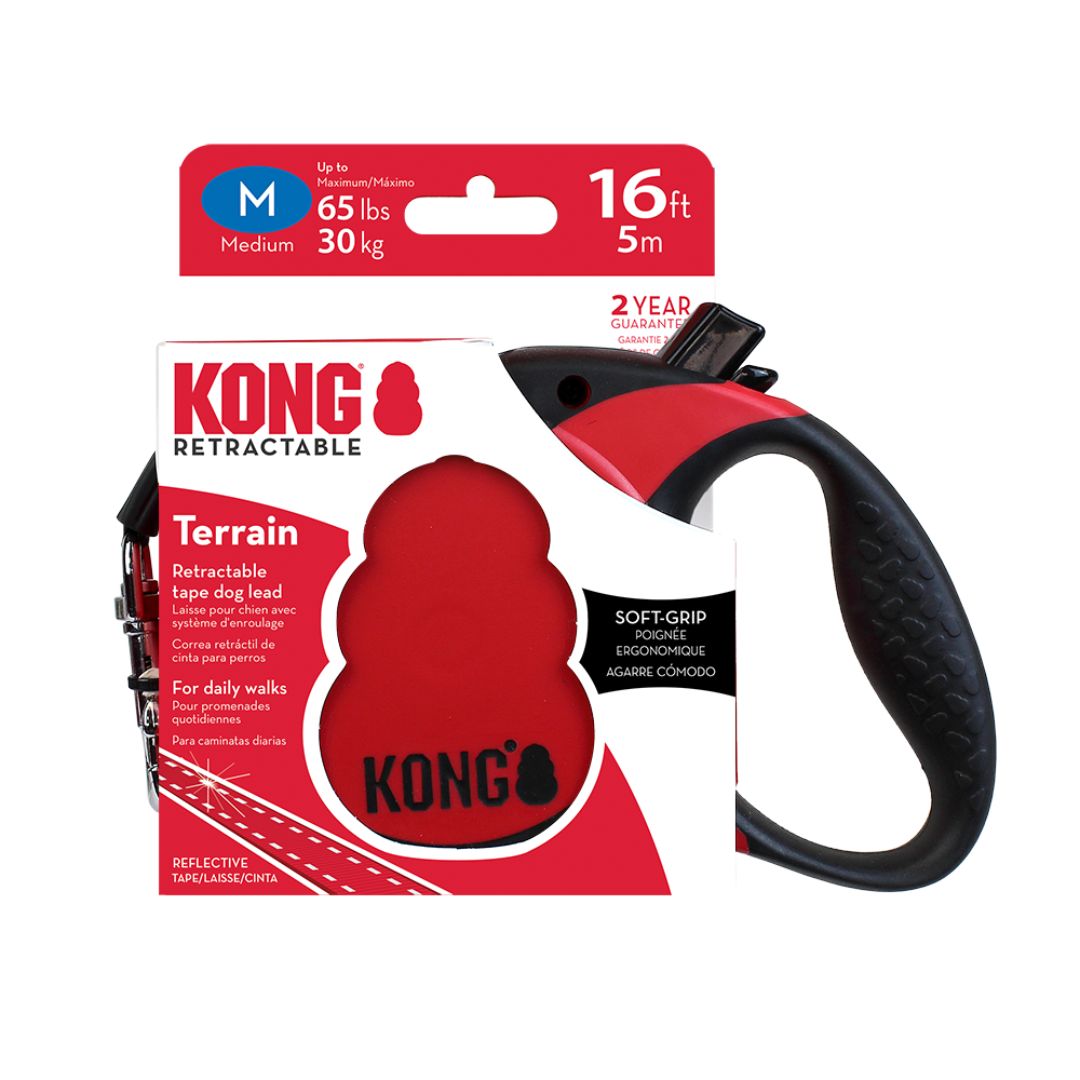 KONG Retractable Terrain Tape Dog Lead in Red