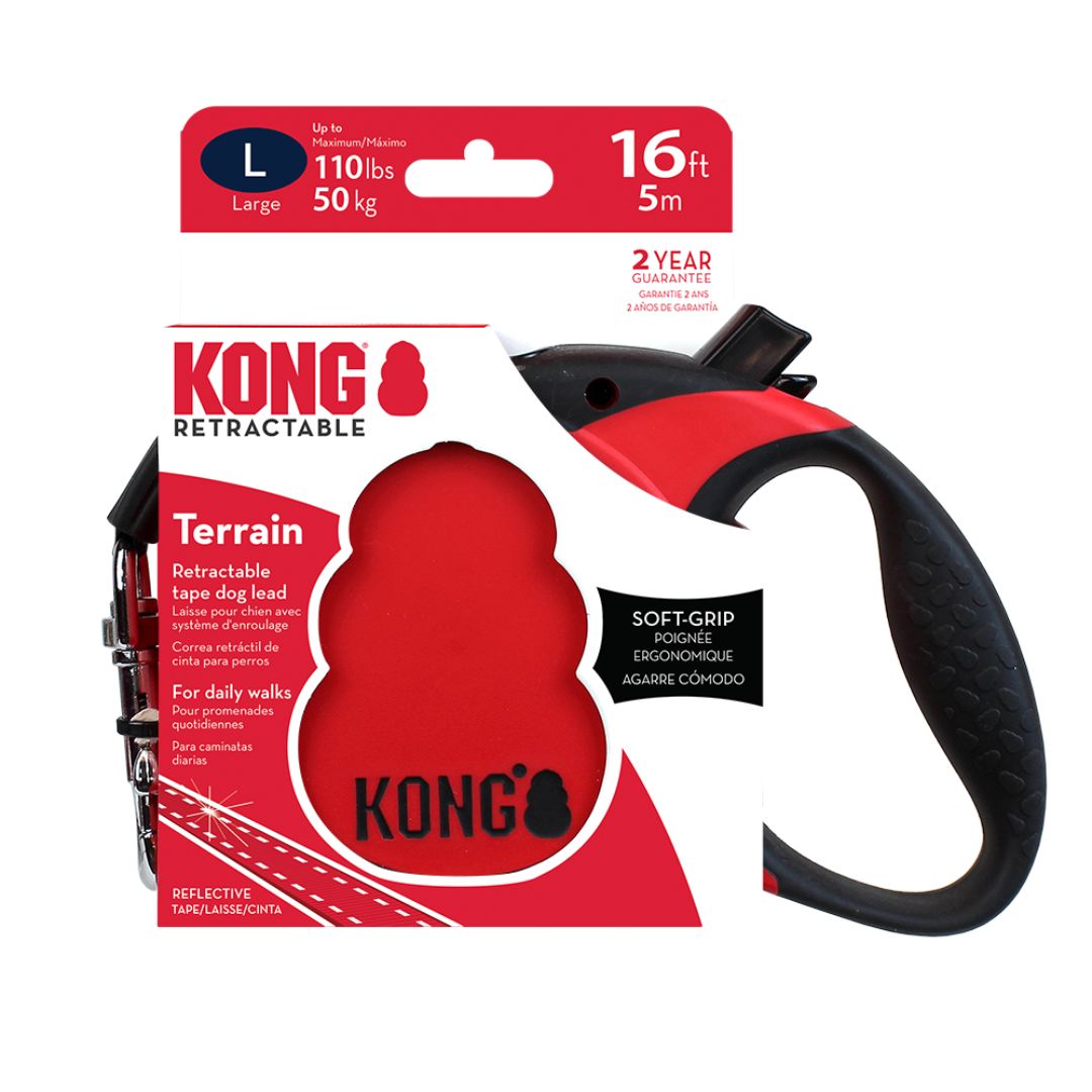 KONG Retractable Terrain Tape Dog Lead in Red