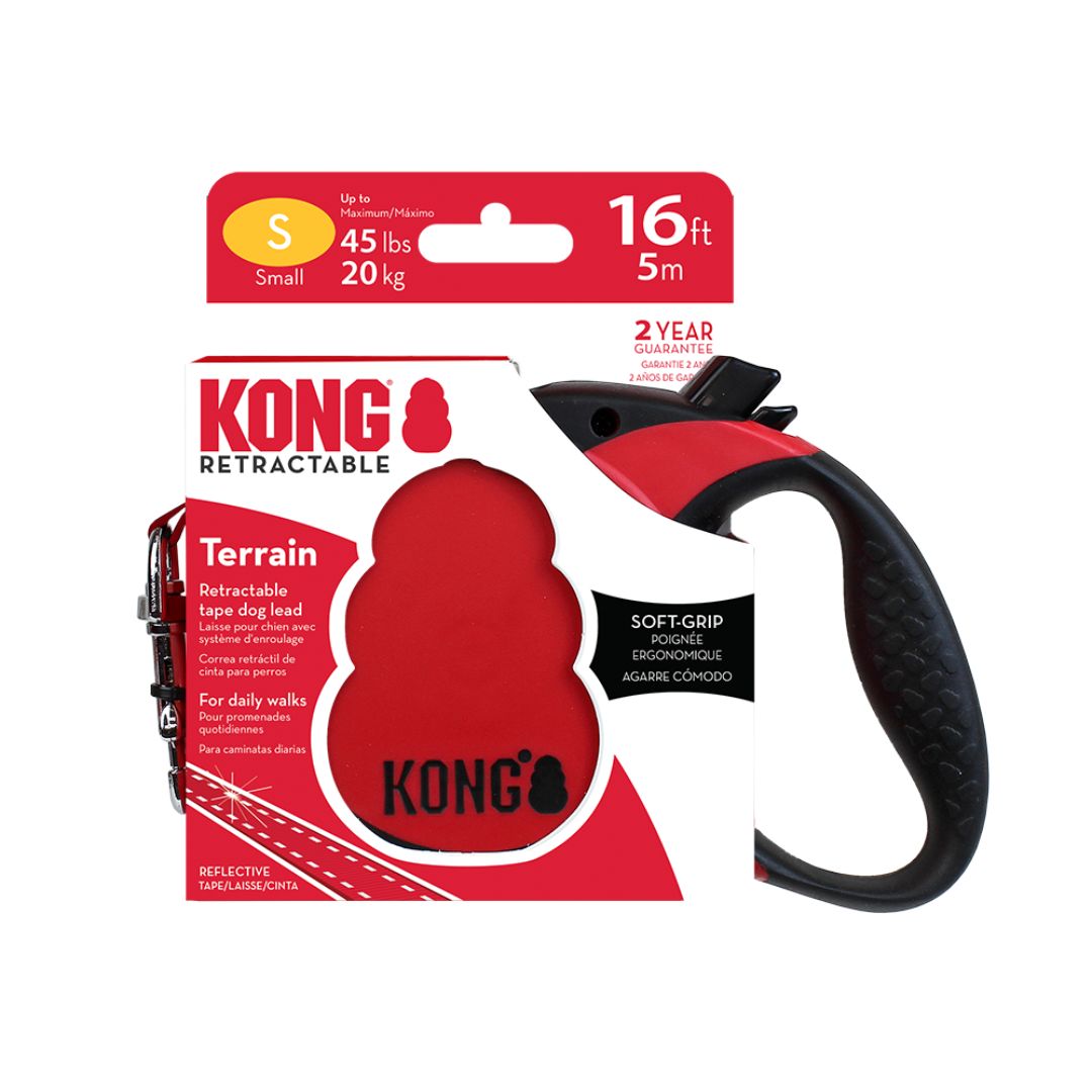 KONG Retractable Terrain Tape Dog Lead in Red