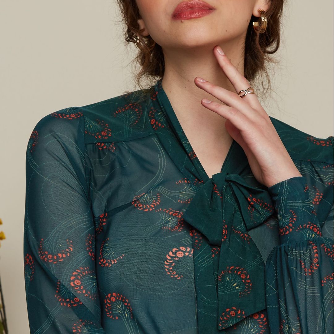 King Louie Women Amalia Blouse Allure in Pine Green