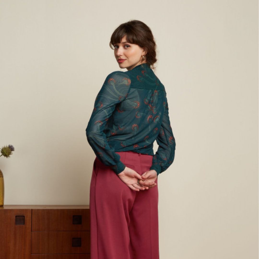 King Louie Women Amalia Blouse Allure in Pine Green