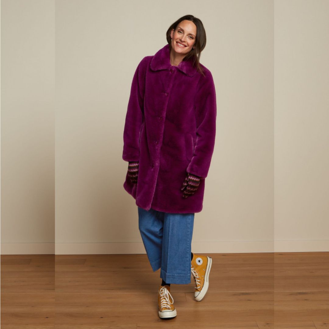 King Louie Women's Anais Coat Long Philly in Caspia Purple