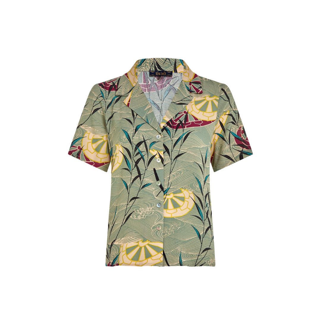 King Louie Women's Bella Blouse Blush in Dusty Turquoise