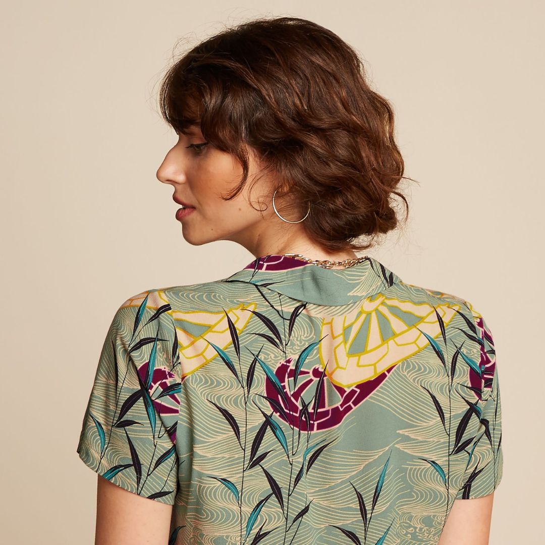 King Louie Women's Bella Blouse Blush in Dusty Turquoise