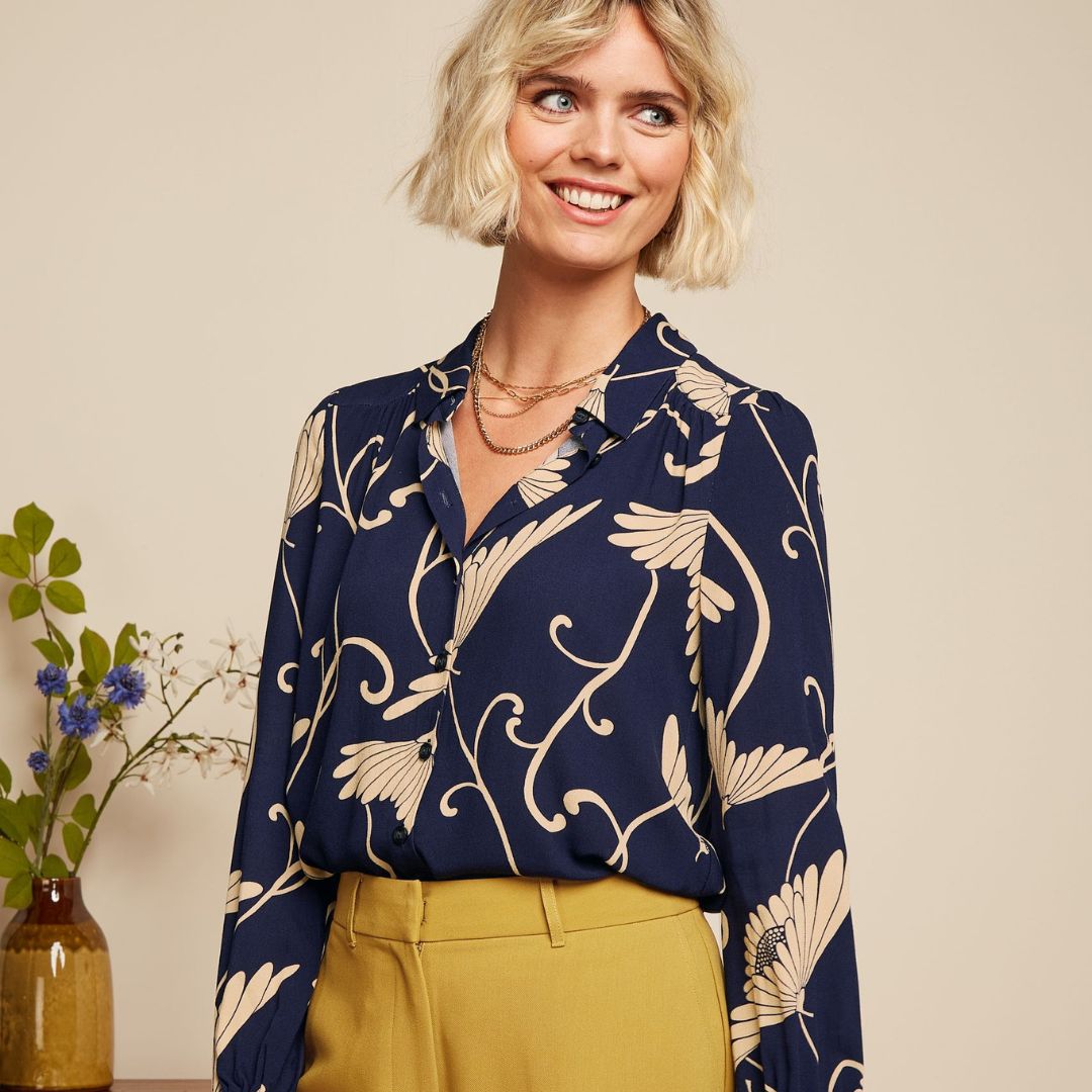 King Louie Women's Carina Blouse Pixy in Evening Blue