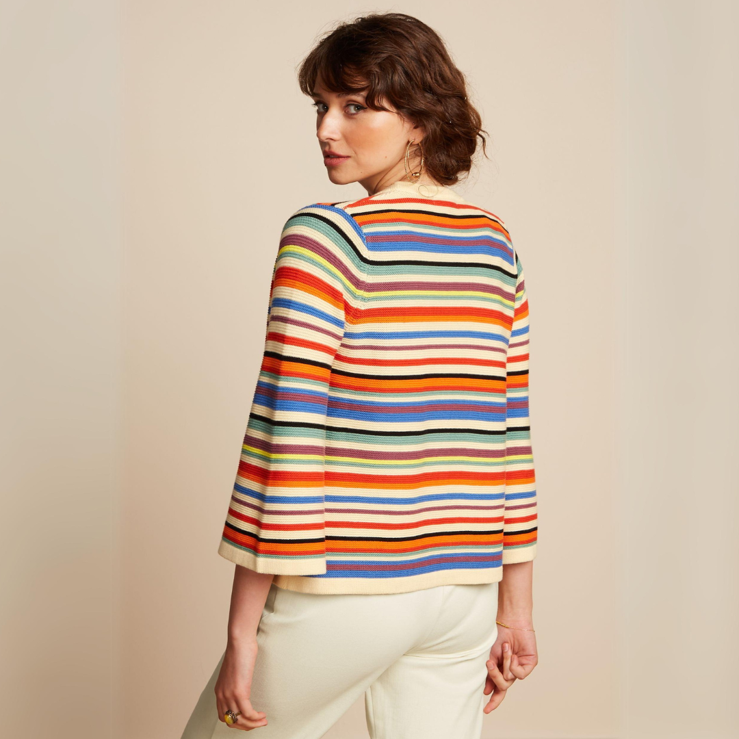 King Louie Women's Emily Cardigan Syd Stripe in Cream