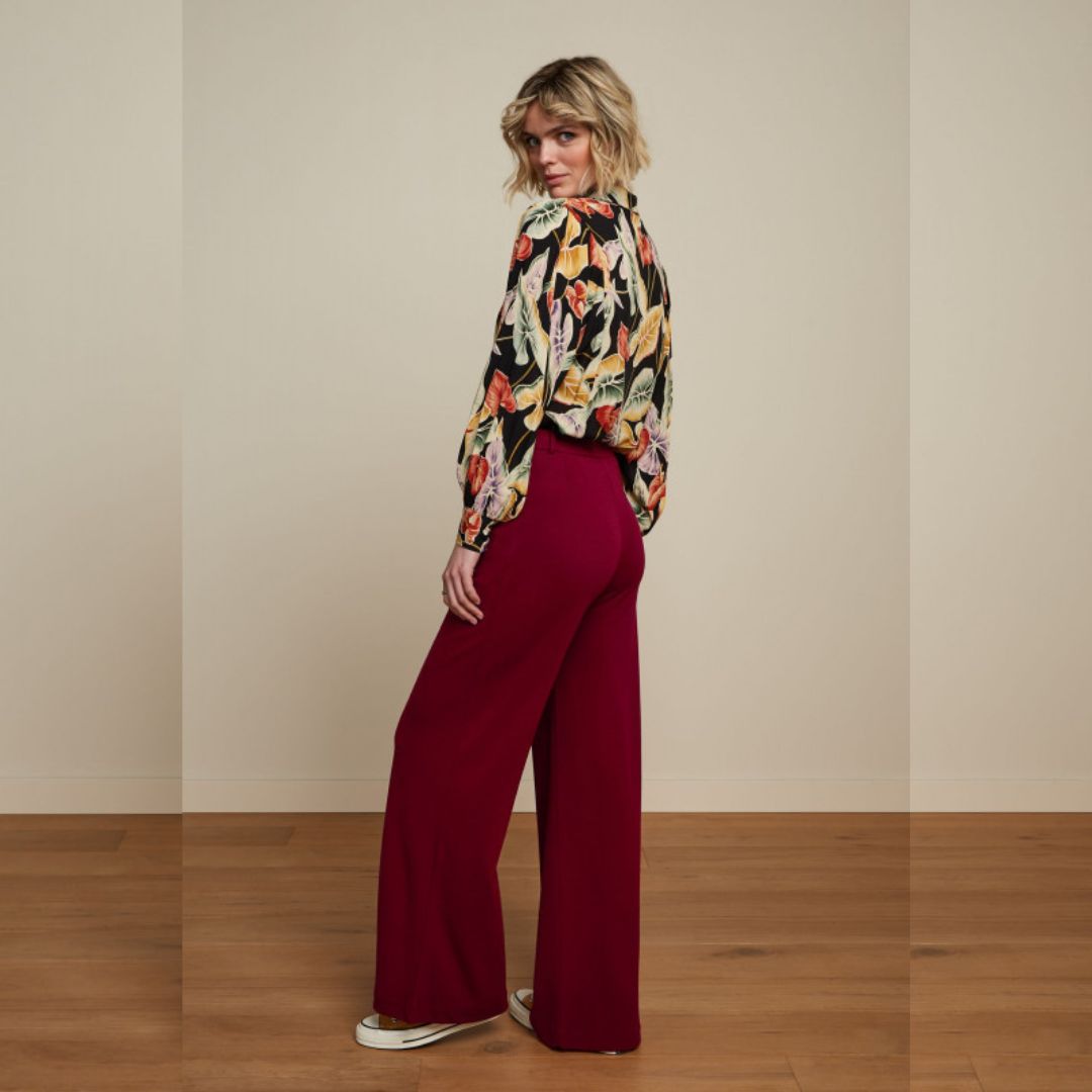 King Louie Women's Fintan Pants Milano Crep in Cabernet Red