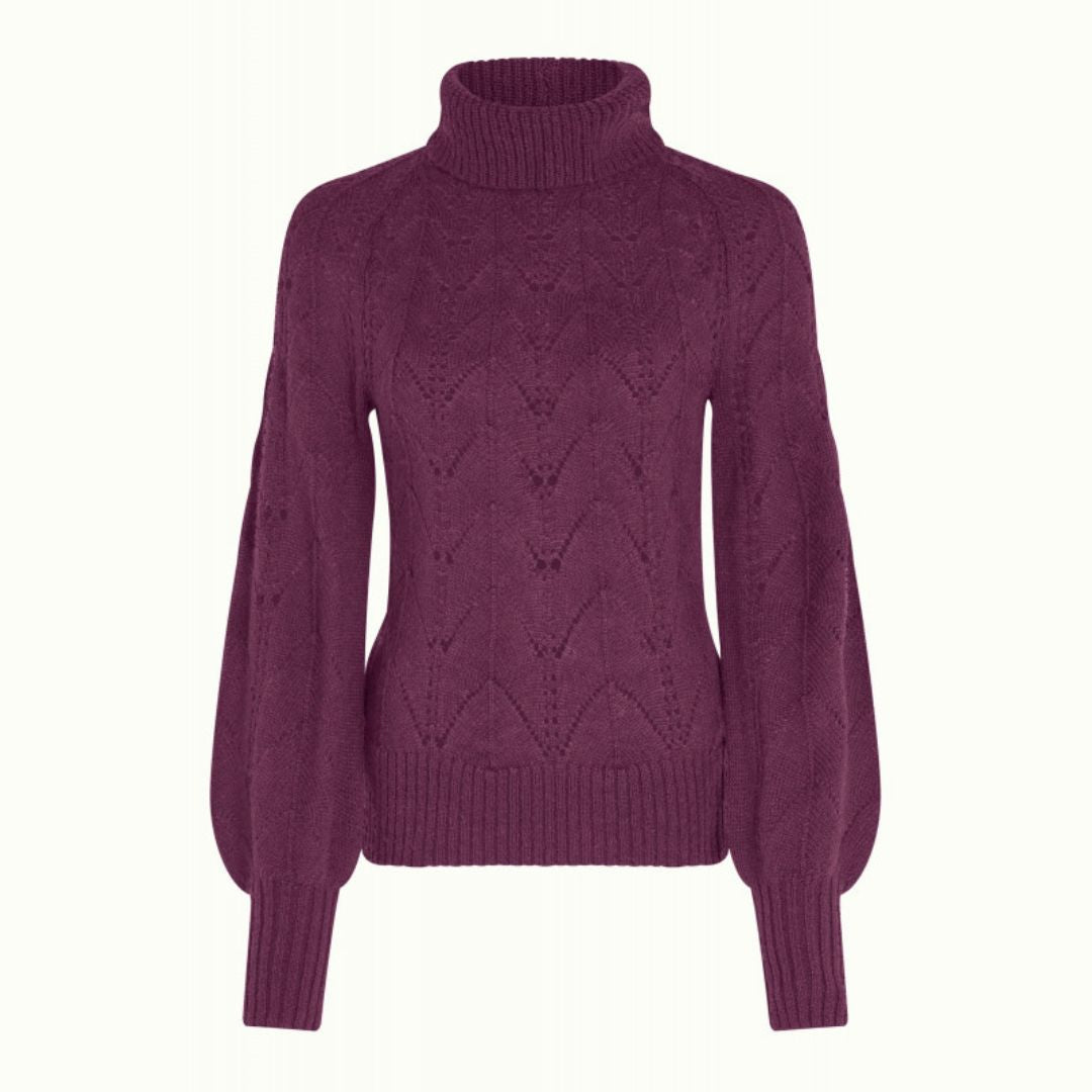 King Louie Women's Jeanie Rollneck Top Farfalle in Caspia Purple