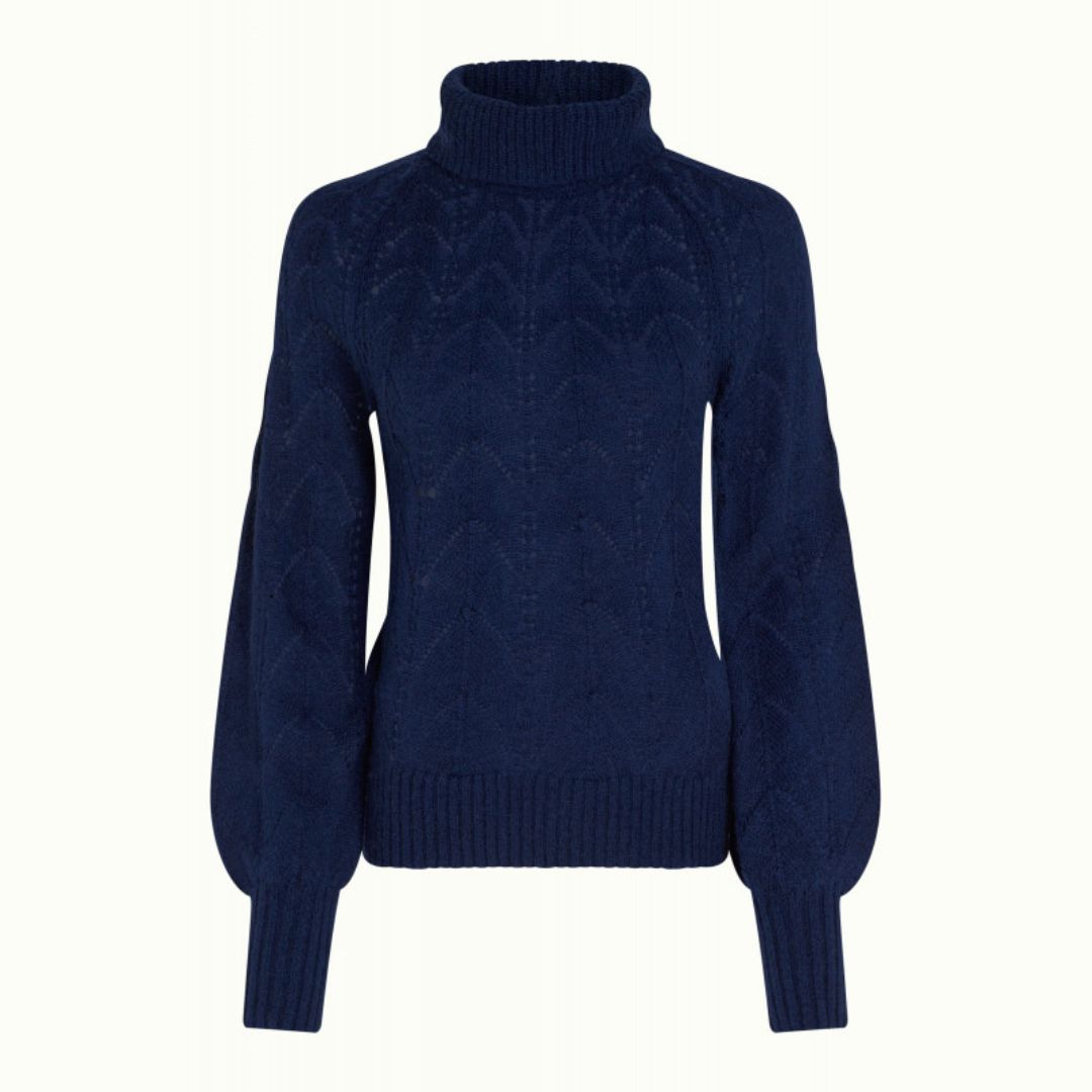 King Louie Women's Jeanie Rollneck Top Farfalle in Ink Blue