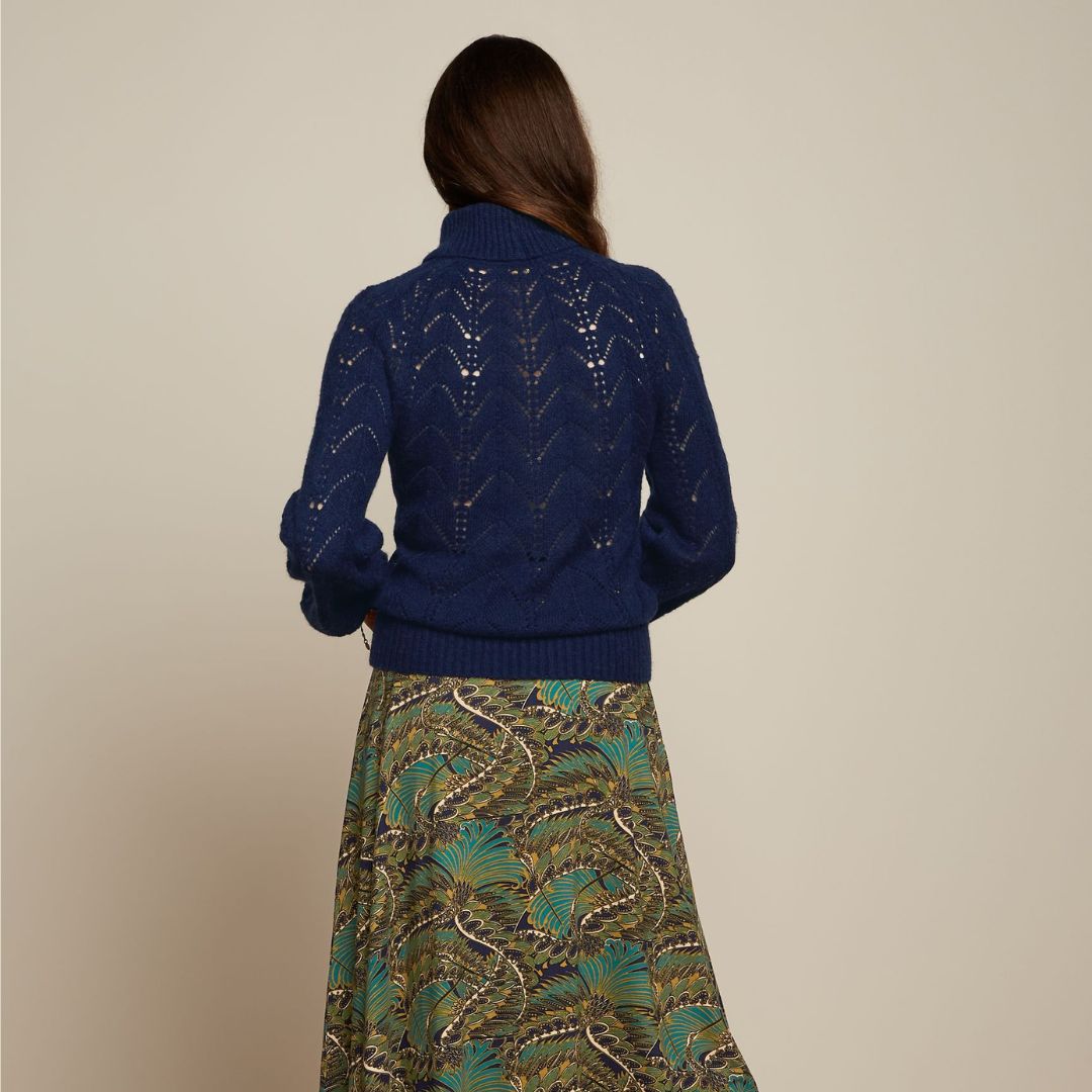 King Louie Women's Jeanie Rollneck Top Farfalle in Ink Blue