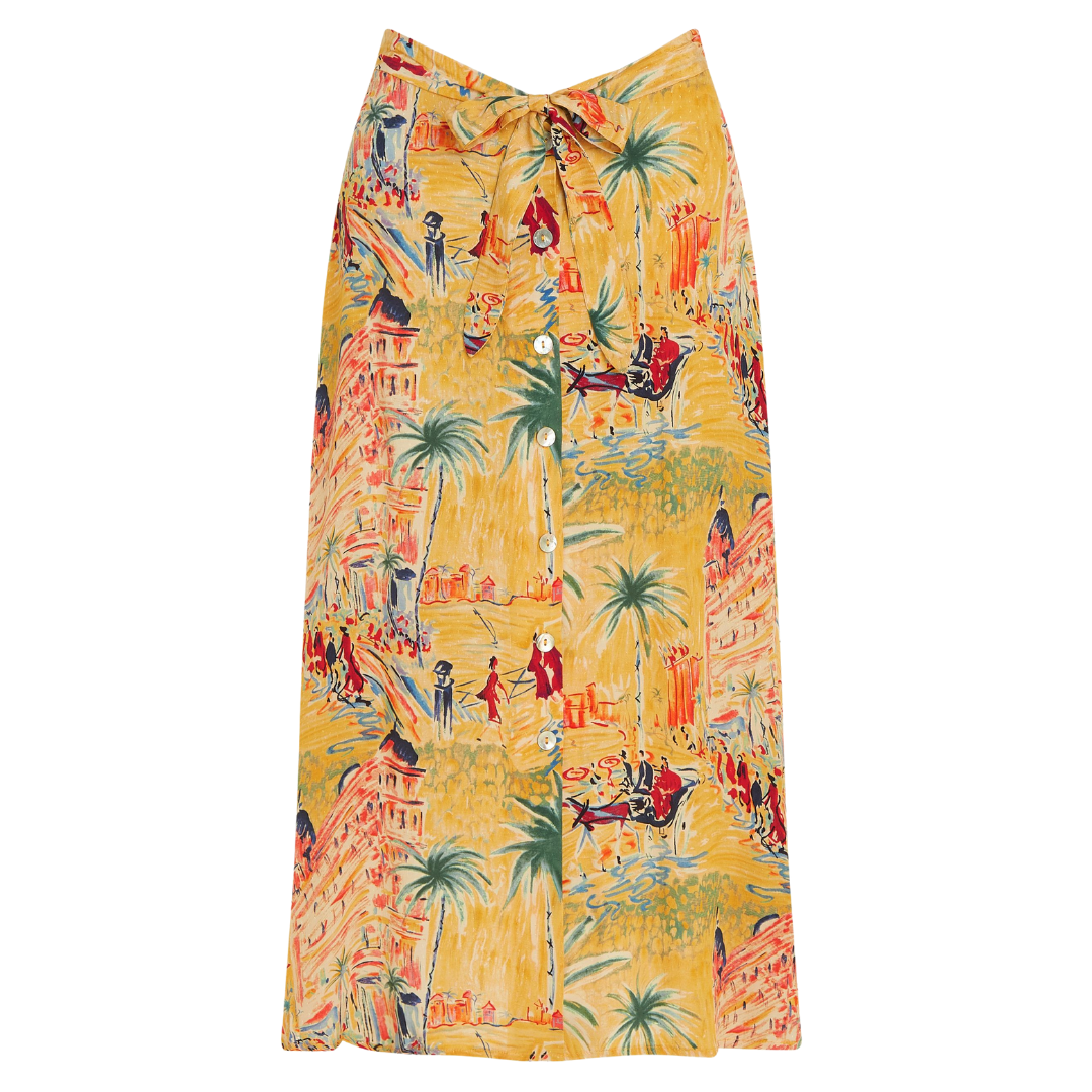 King Louie Women's Judy Midi Skirt Serafini in Tuscan Yellow