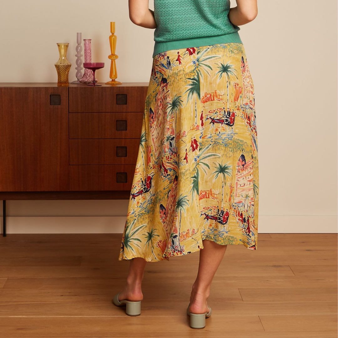King Louie Women's Judy Midi Skirt Serafini in Tuscan Yellow