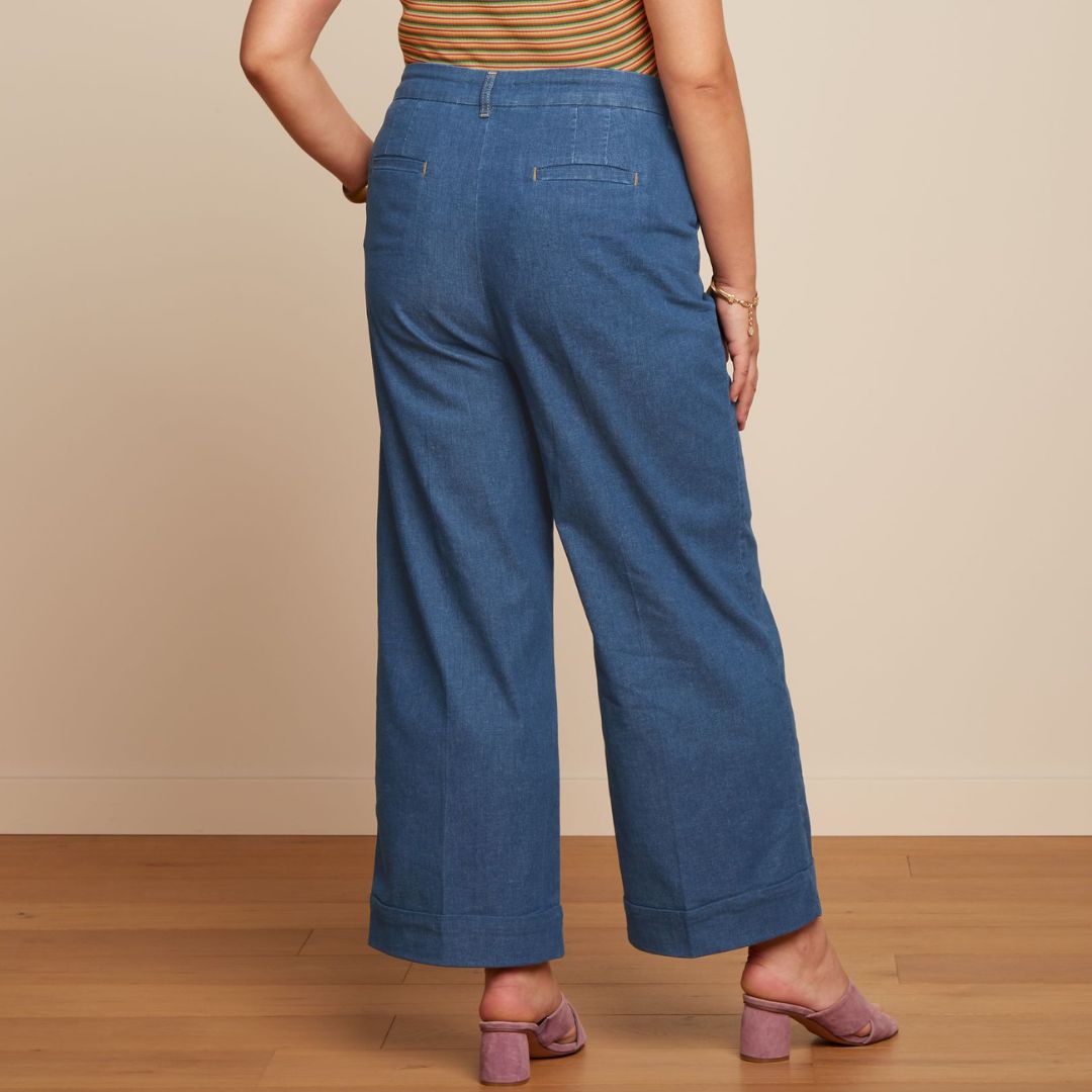 King Louie Women's Lisa Trousers Chambray in Denin Blue